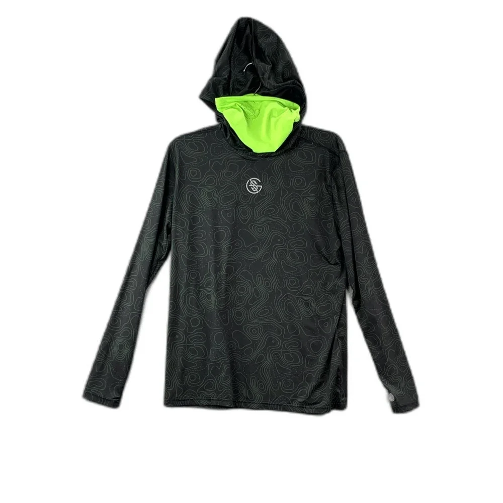Googan Squad Midnight Topo Gaiter Hoodie Mens Small Black Geometric Pullover - Picture 1 of 11